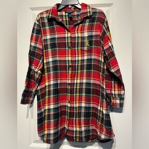 Ralph Lauren Multicolor Plaid Long Night Shirt